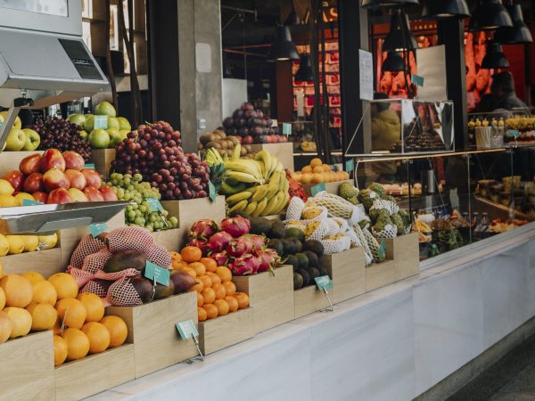 Fresh fruit stalls in San Miguel market